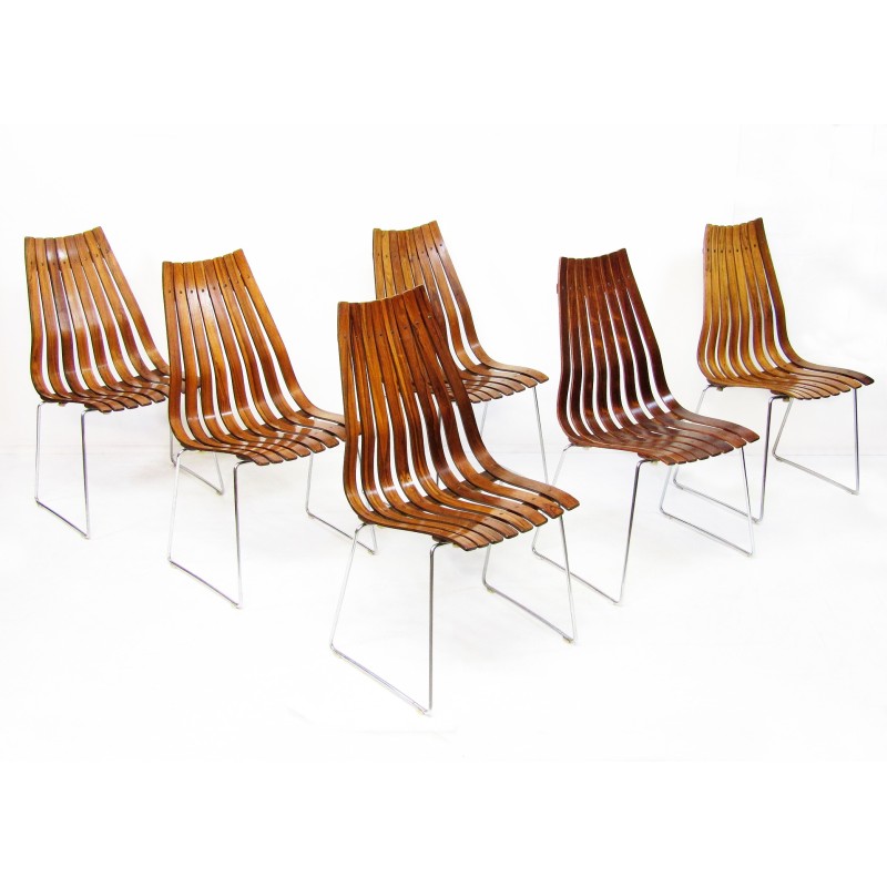 Set di 6 sedie vintage in palissandro di Hans Brattrud per Hove Mobler, anni '60