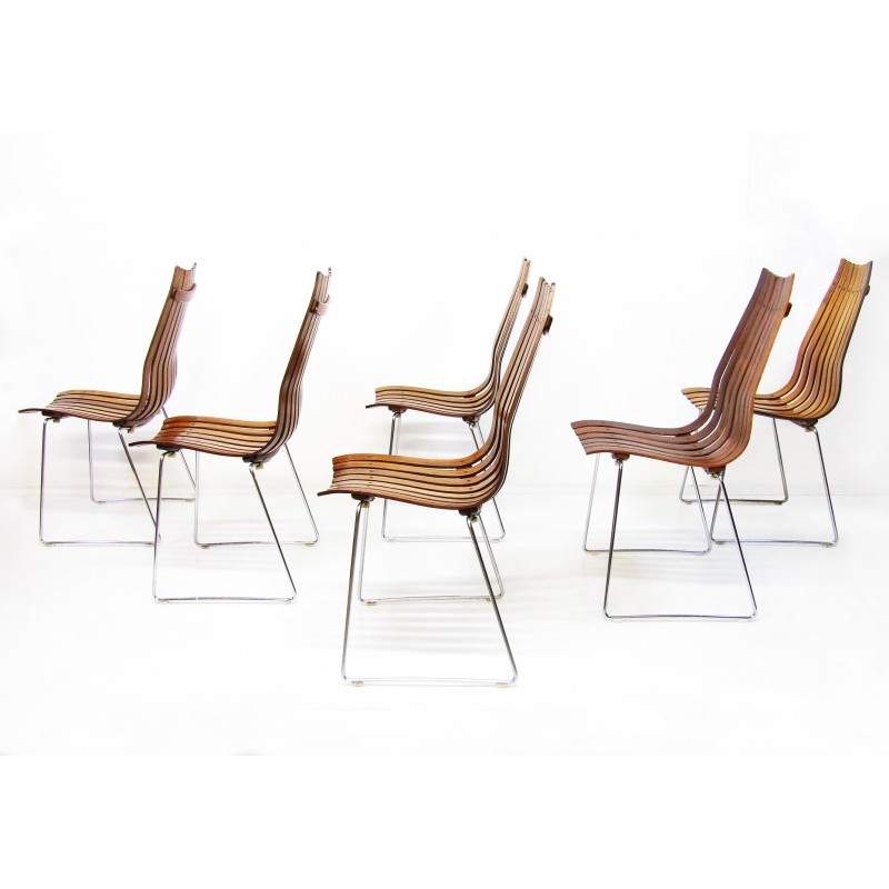 Set van 6 vintage rozenhouten stoelen van Hans Brattrud voor Hove Mobler, jaren 1960