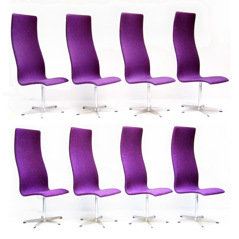 Set of 8 vintage Oxford chairs by Arne Jacobsen for Fritz Hansen, 1960s