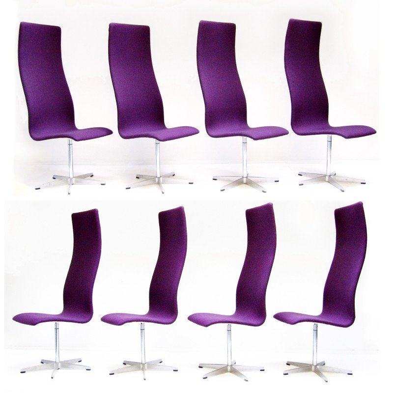 Set of 8 vintage Oxford chairs by Arne Jacobsen for Fritz Hansen, 1960s