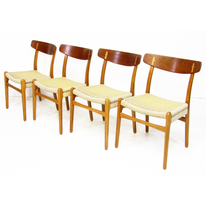 Ensemble de 4 chaises vintage Ch-23 par Hans Wegner pour Carl Hansen, 1950