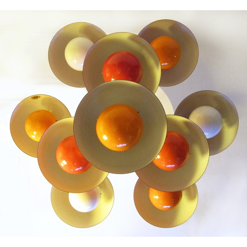 Vintage "bloempot" kroonluchter van Verner Panton voor Louis Poulsen, jaren 1960