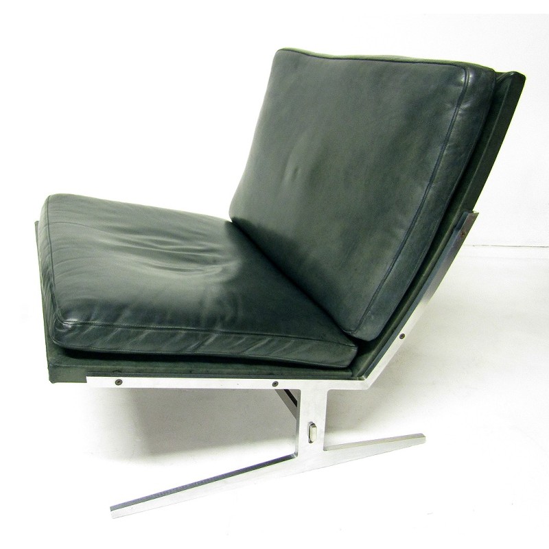 Paire de fauteuils vintage Bo-561 en acier et cuir par Preben Fabricius et Jorgen Kastholm pour Bo-Ex, 1960