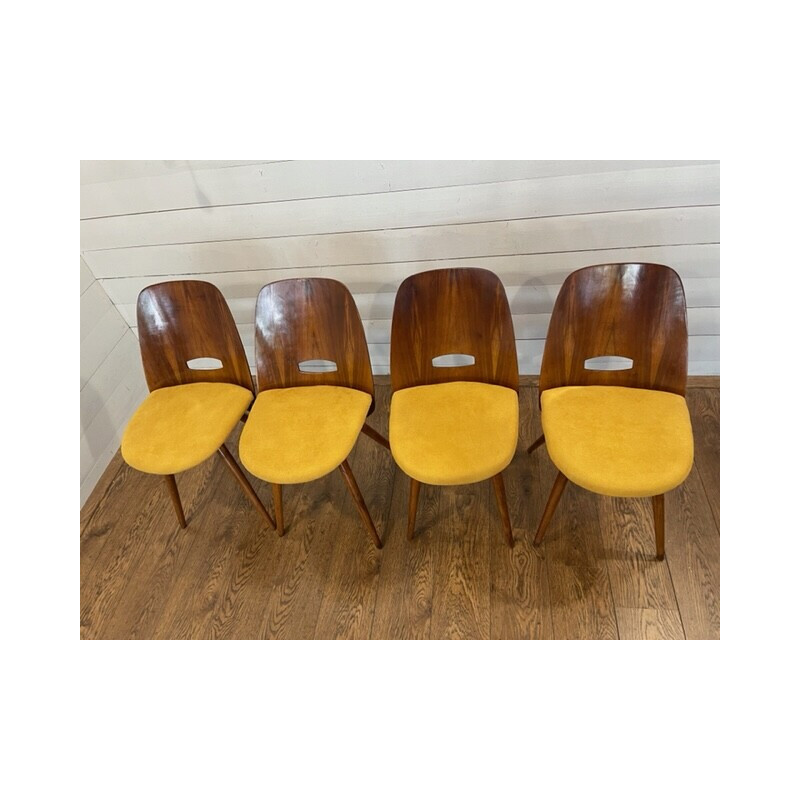 Conjunto de 4 cadeiras Lollipop vintage de František Jirák para Tatra Nabytok