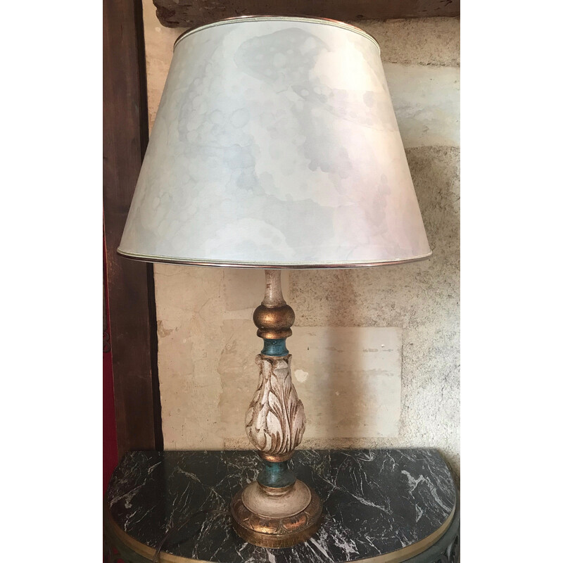 Vintage Venetian lamp in gilded wood, 1970
