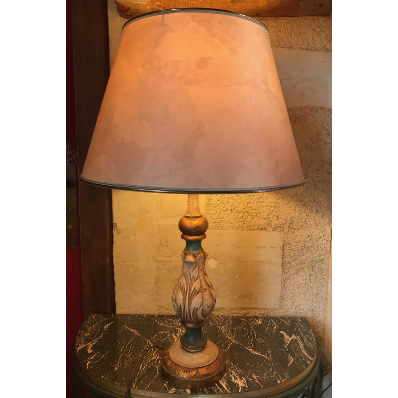 Lámpara veneciana vintage en madera dorada, 1970