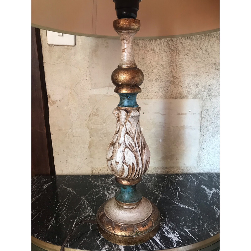Vintage Venetian lamp in gilded wood, 1970