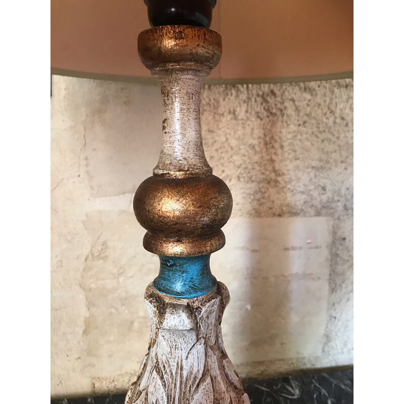 Vintage Venezianische Lampe aus vergoldetem Holz, 1970