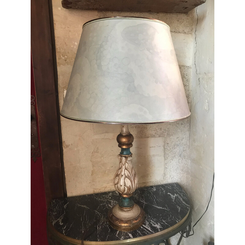 Vintage Venetian lamp in gilded wood, 1970