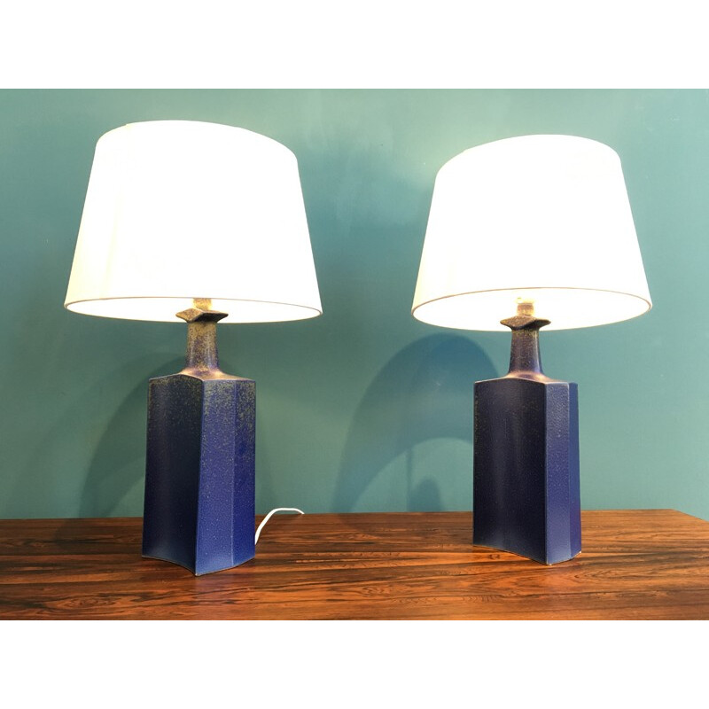 Pair of mid century Danish Ceramic Table Lamps by Atelier Knabstrup - 1970s