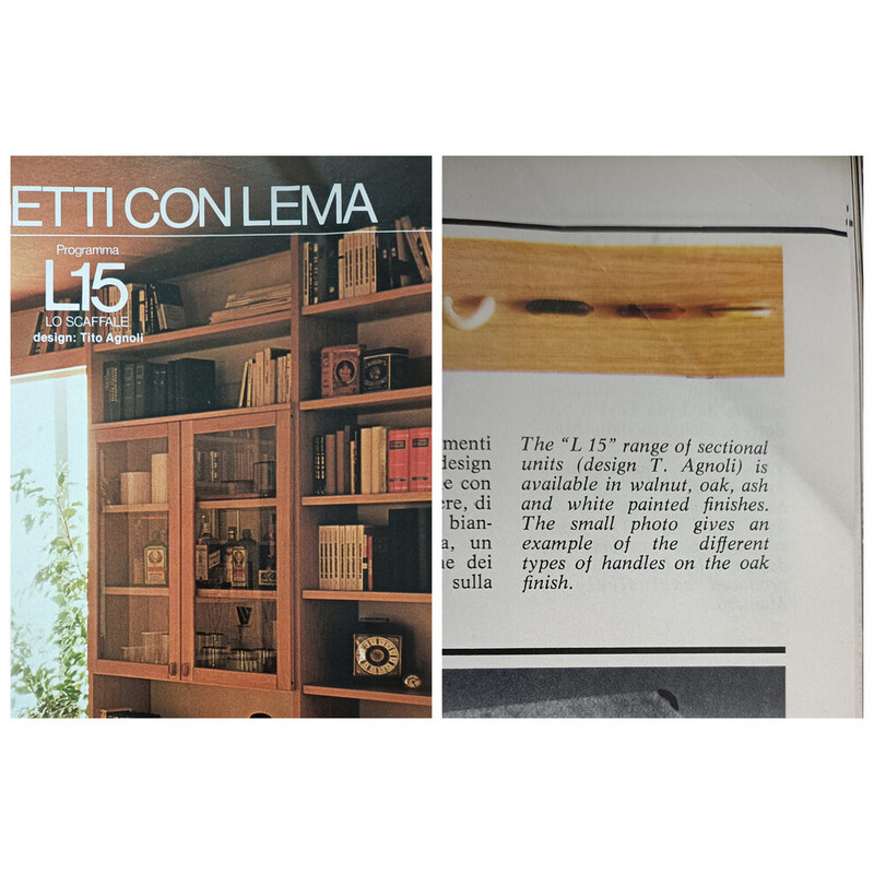 Librería modular vintage de Tito Agnoli para Lema, años 70