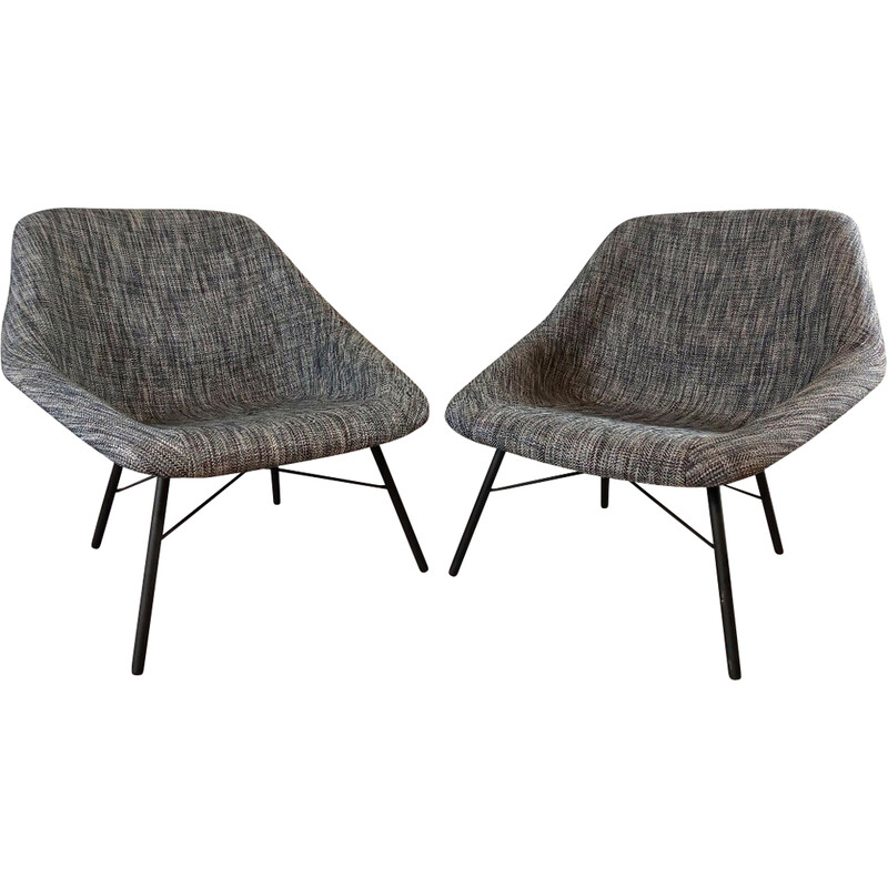 Pair of vintage fiberglass and metal armchairs by Magda Sepovà for Ton Bystryce, Czechoslovakia 1958