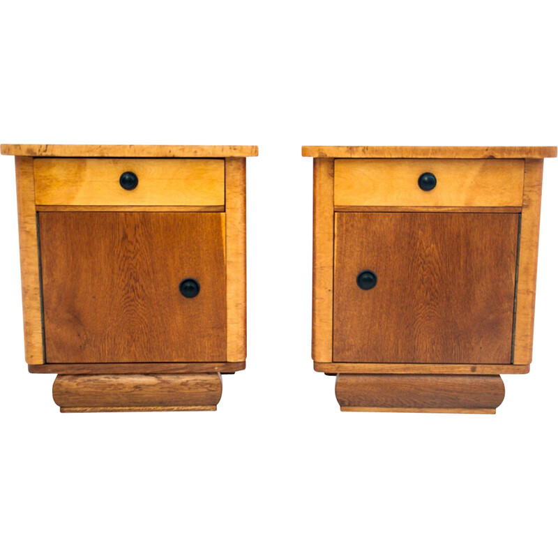 Pair of vintage Art Deco night stands, Poland 1950s