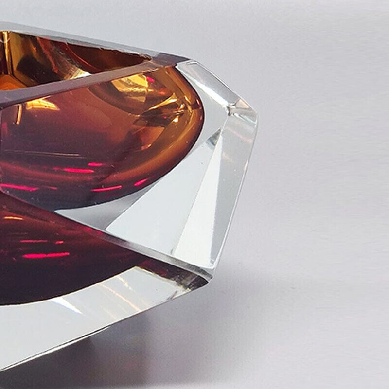 Vintage brown Murano glass ashtray by Flavio Poli for Seguso, Italy 1960