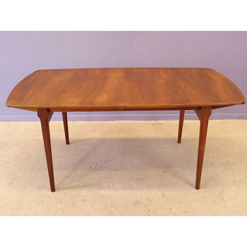 Scandinavian extendable oblong teak dining table - 1950s