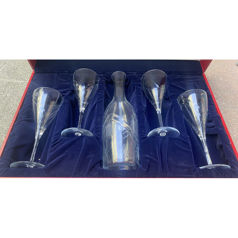 Vintage Cartier set of 4 water glasses and a crystal water carafe, 1960