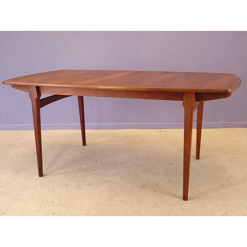 Scandinavian extendable oblong teak dining table - 1950s