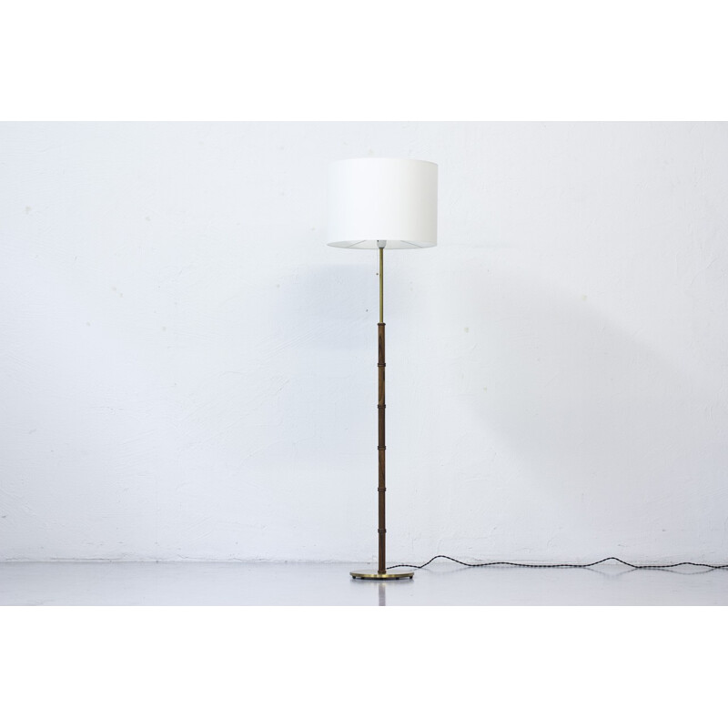 Rosewood and brass floor lamp edition Falkenbergs Belysning - 1950s