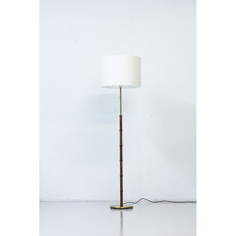 Rosewood and brass floor lamp edition Falkenbergs Belysning - 1950s