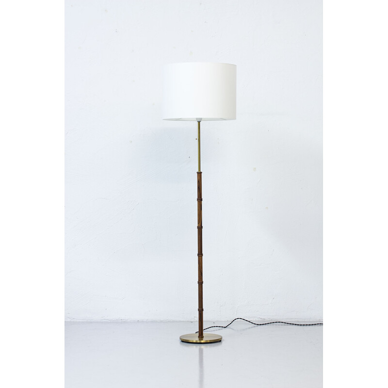 Rosewood and brass floor lamp edition Falkenbergs Belysning - 1950s