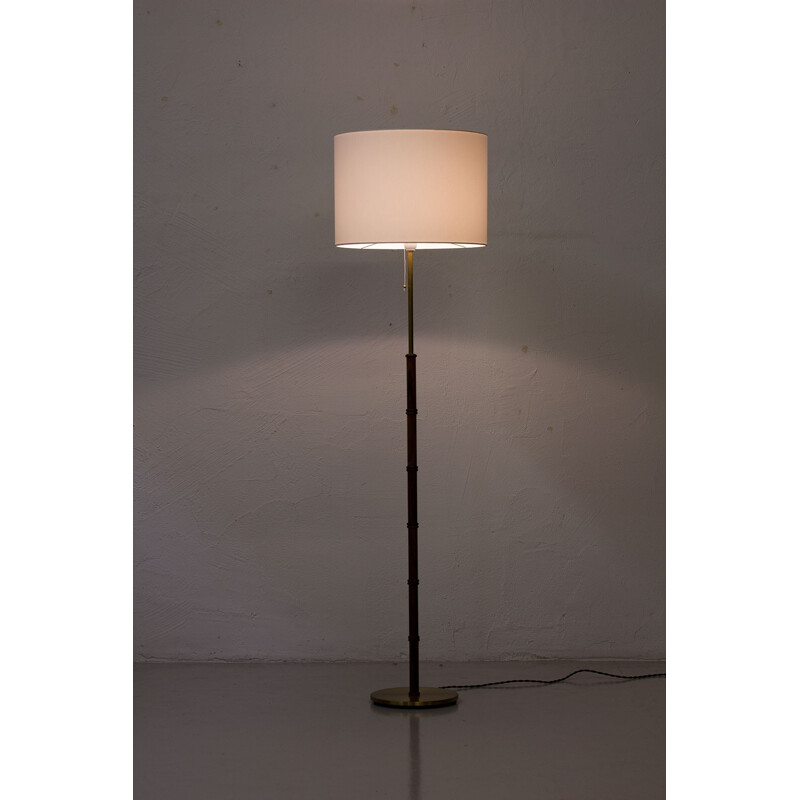 Rosewood and brass floor lamp edition Falkenbergs Belysning - 1950s