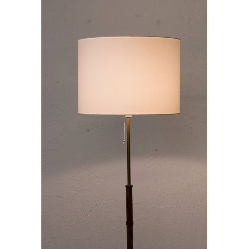 Rosewood and brass floor lamp edition Falkenbergs Belysning - 1950s