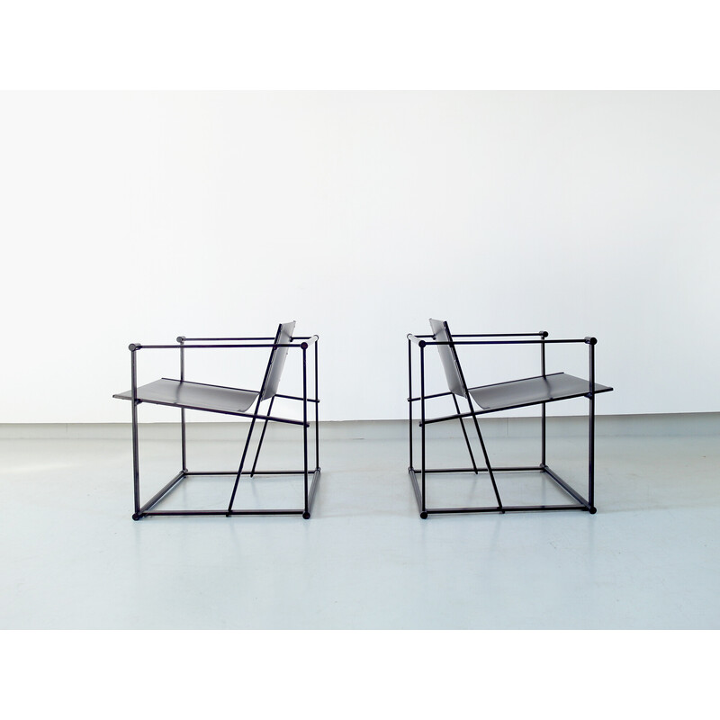 Pair of vintage Cube armchairs by Radboud Van Beekum for Pastoe, Netherlands 1984