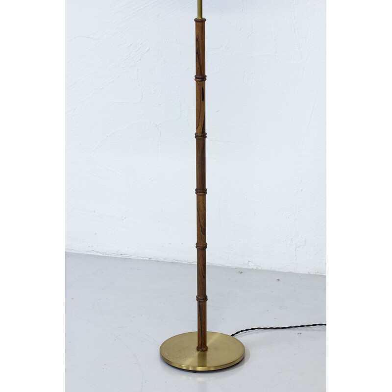 Rosewood and brass floor lamp edition Falkenbergs Belysning - 1950s