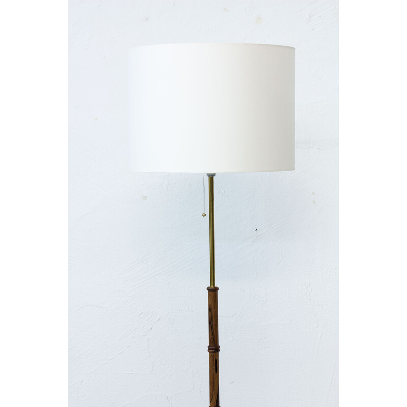Rosewood and brass floor lamp edition Falkenbergs Belysning - 1950s