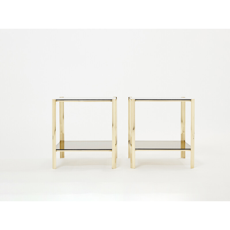 Paire de tables d'appoints vintage en bronze par J.T. Lepelletier pour Broncz, 1960