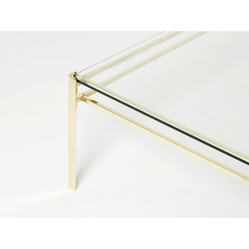 Vintage square bronze coffee table by J.T. Lepelletier for Broncz, 1960