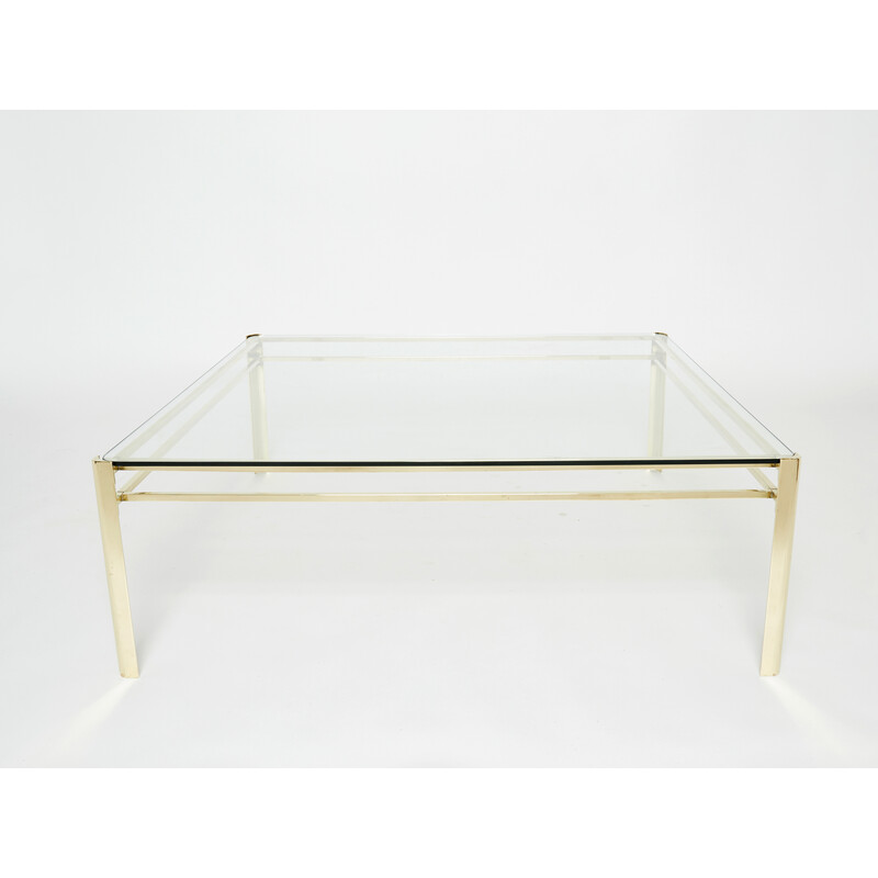 Vintage square bronze coffee table by J.T. Lepelletier for Broncz, 1960