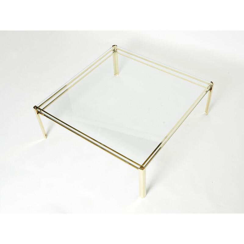 Vintage square bronze coffee table by J.T. Lepelletier for Broncz, 1960