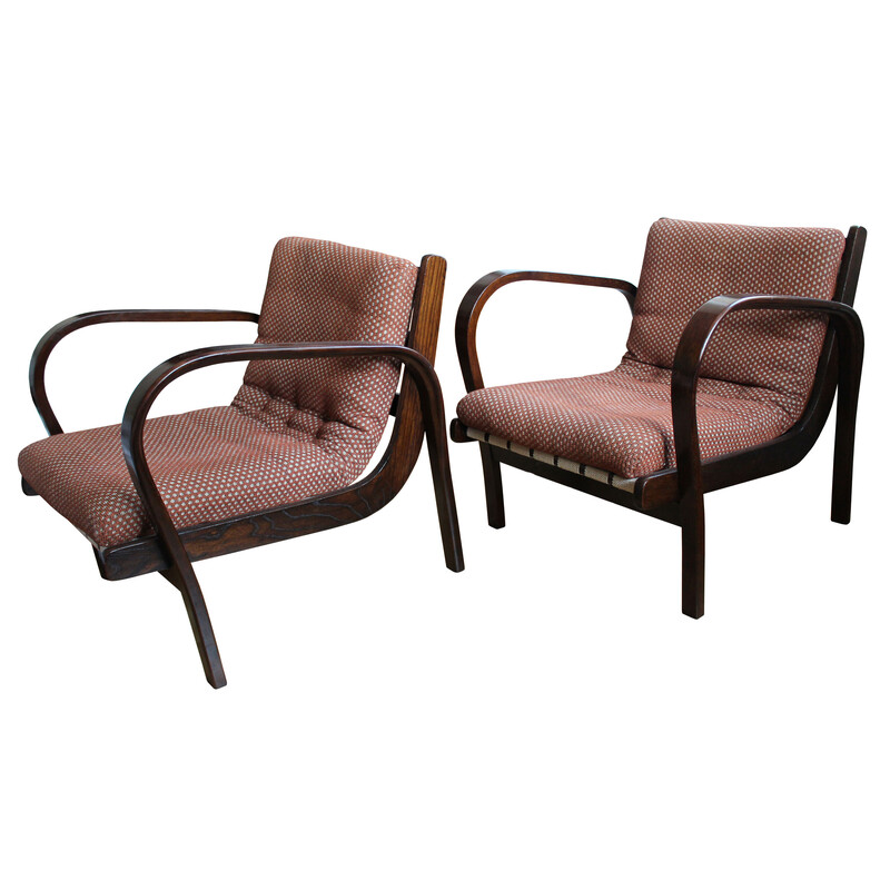 Pair of vintage armchairs by Kropacek and Kozelka for Interier Praha, Czechoslovakia 1950s