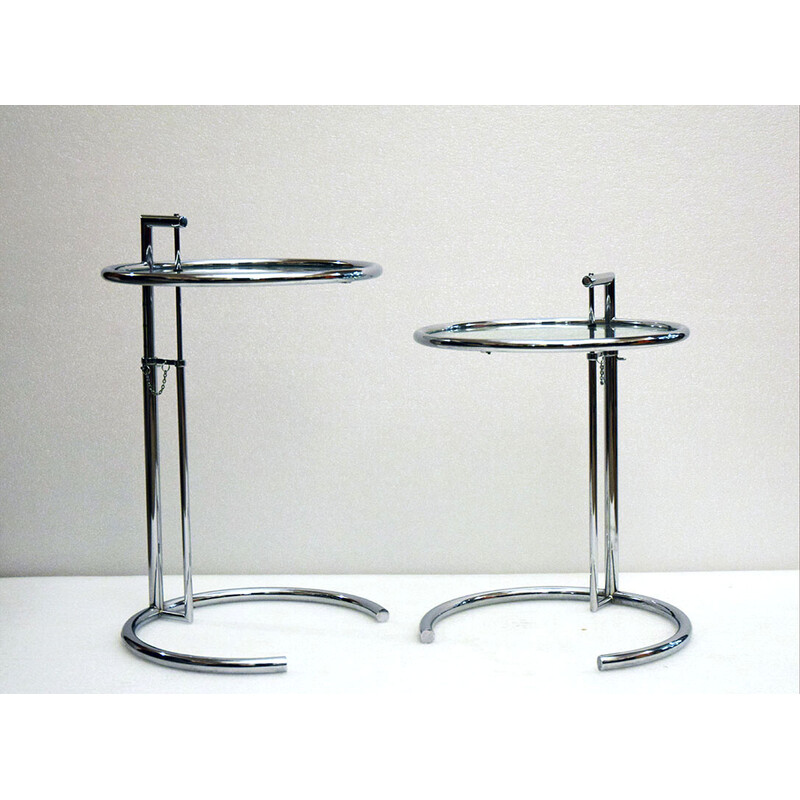 Eileen Gray style vintage adjustable side tables, 1980