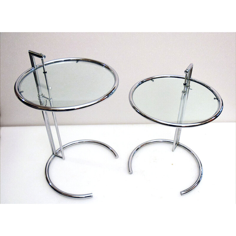 Eileen Gray style vintage adjustable side tables, 1980