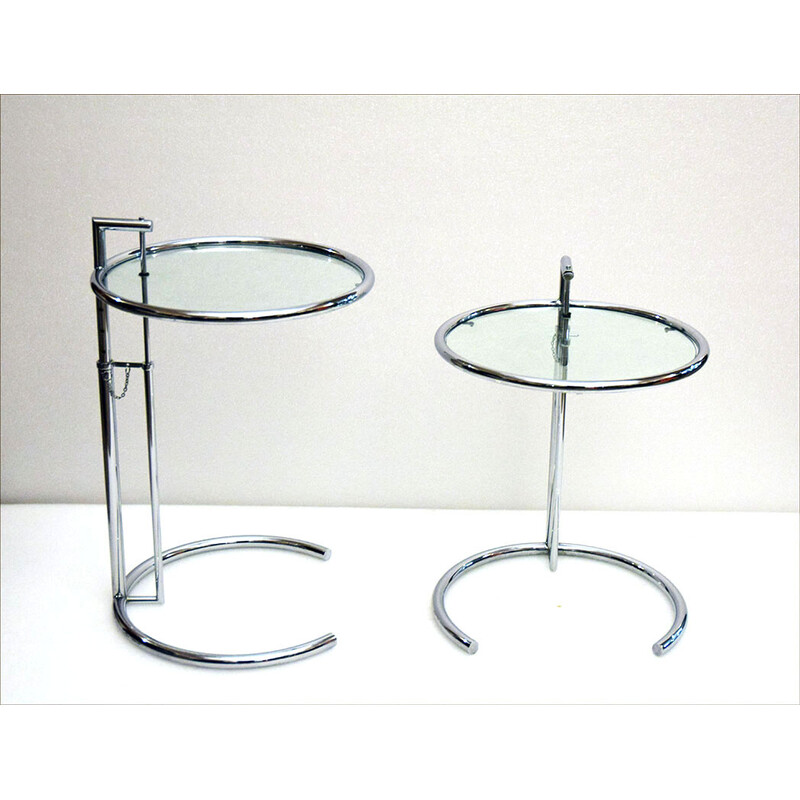 Eileen Gray style vintage adjustable side tables, 1980