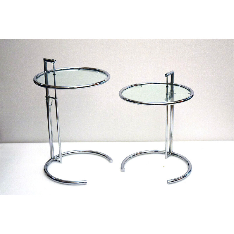 Eileen Gray style vintage adjustable side tables, 1980