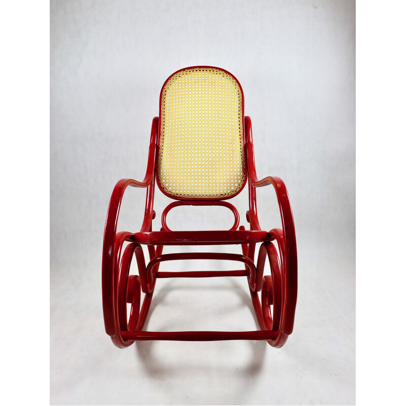 Chaise à bascule vintage en rotin, 1980