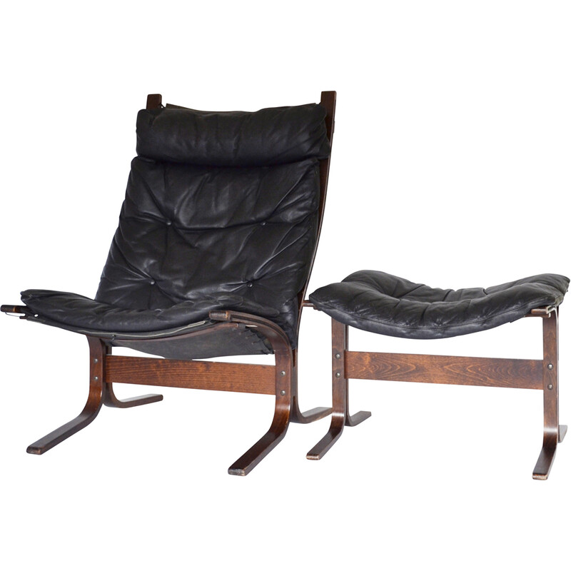 Chaise vintage Siesta vintage avec ottoman par Ingmar Relling pour Westnofa, Norvège 1960