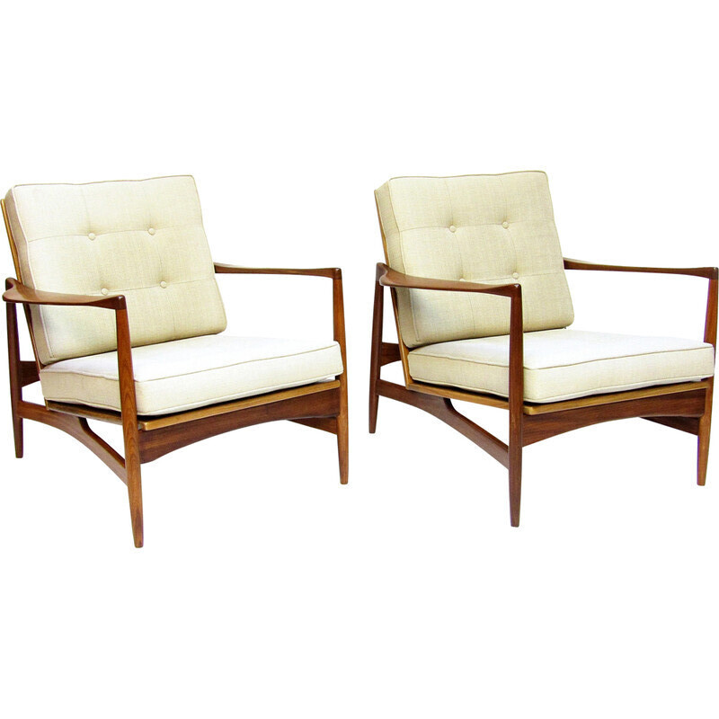 Pair of vintage afromosia lounge chairs by Ib Kofod Larsen for G-Plan, 1960s