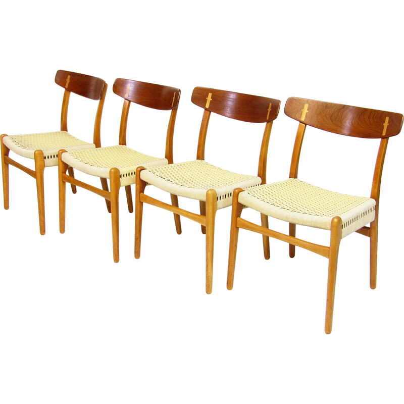 Ensemble de 4 chaises vintage Ch-23 par Hans Wegner pour Carl Hansen, 1950