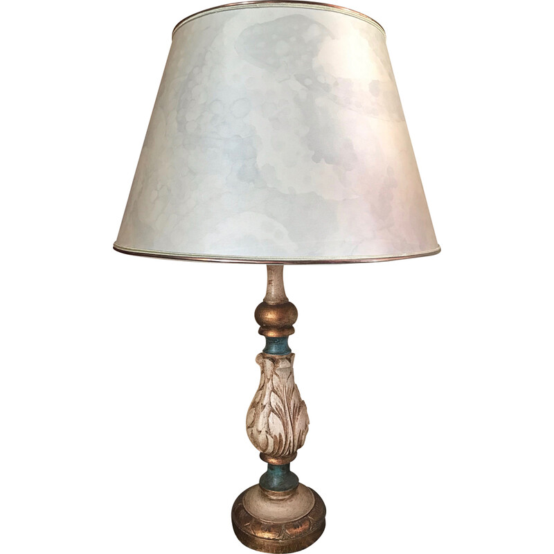 Vintage Venetian lamp in gilded wood, 1970