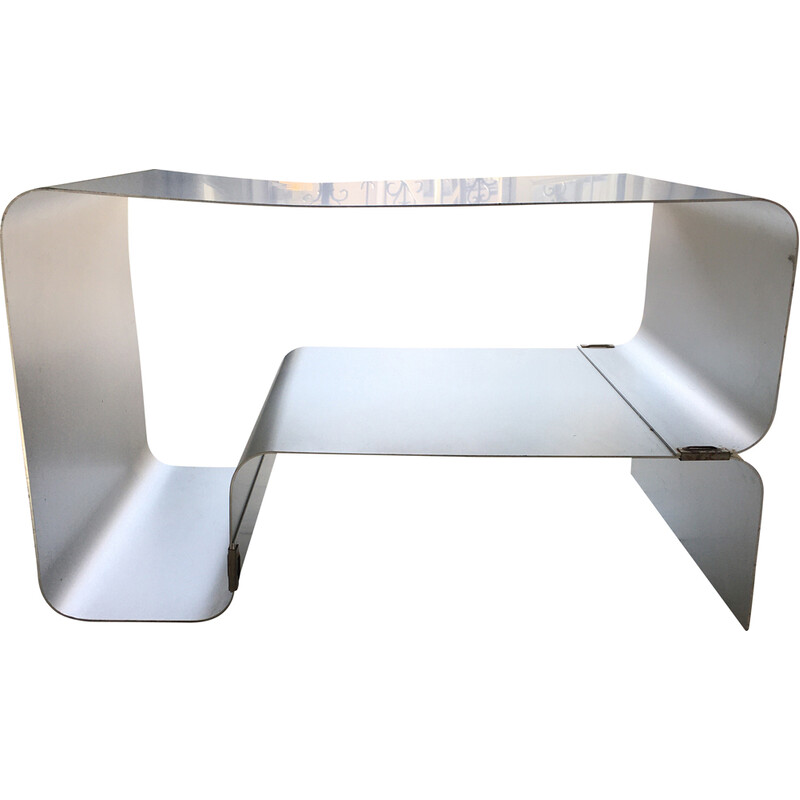 Vintage stainless steel coffee table by Joelle Ferlande for Kappa, 1970