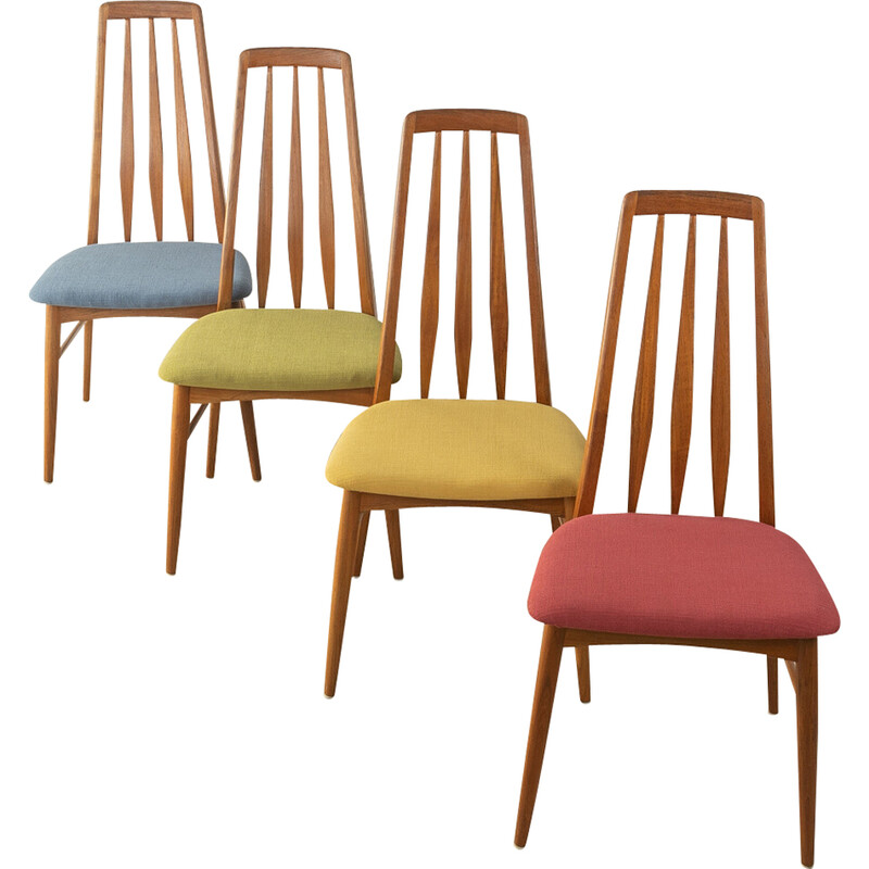 Set of 4 vintage teak "Eva" chairs by Niels Koefoed for Koefoeds Hornslet, Denmark 1960