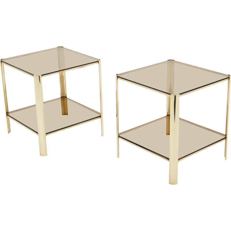 Paire de tables d'appoints vintage en bronze par J.T. Lepelletier pour Broncz, 1960