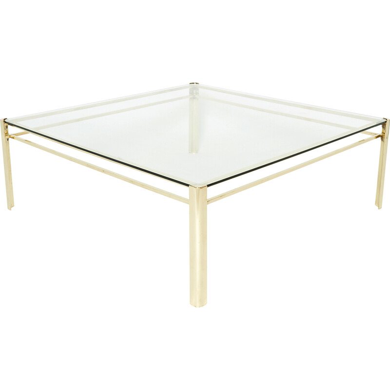 Vintage square bronze coffee table by J.T. Lepelletier for Broncz, 1960