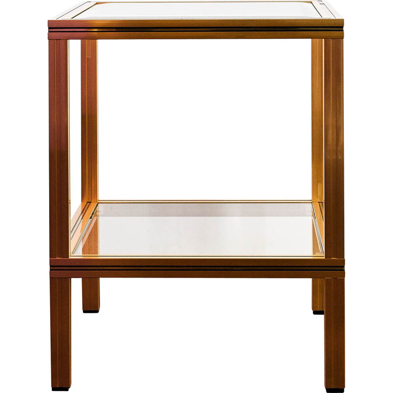 Mesa lateral Vintage em vidro e latão dourado de Pierre Vandel, 1970