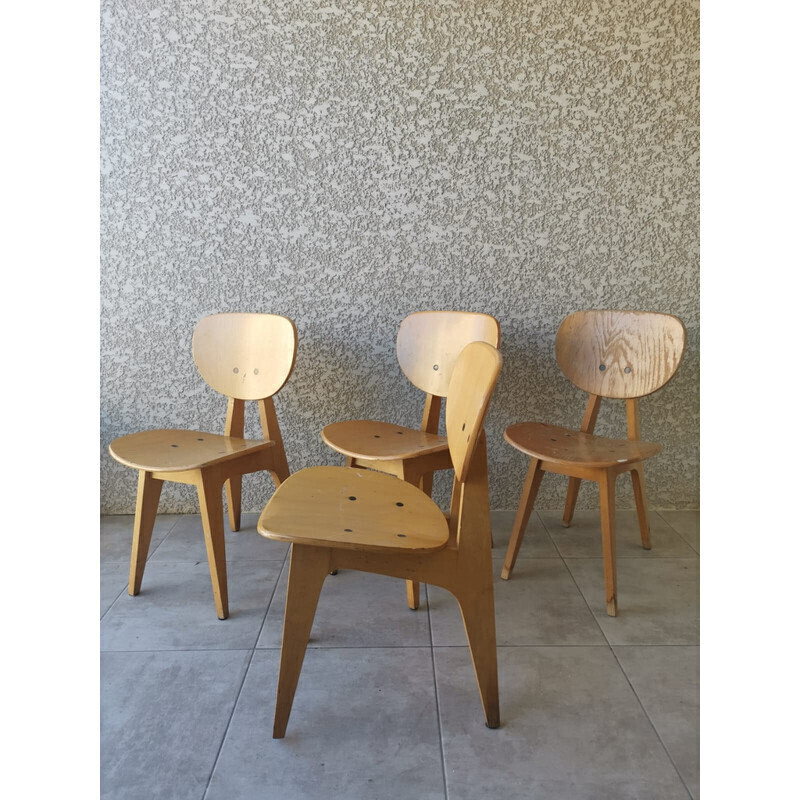 Set van 4 vintage stoelen van Junzo Sakakura voor Tendo Mokko, 1955