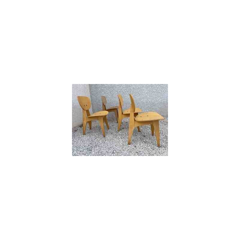Conjunto de 4 cadeiras vintage por Junzo Sakakura para Tendo Mokko, 1955